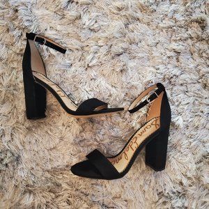 Sam Edelman Yaro Black Suede Strappy Block Heel Sandals Size 7
